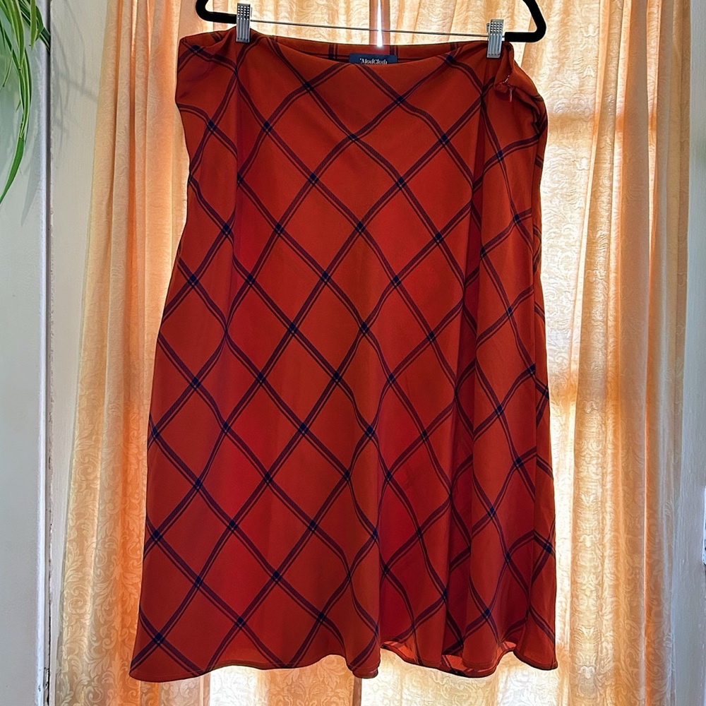 Orange Plaid ModCloth Midi Skirt